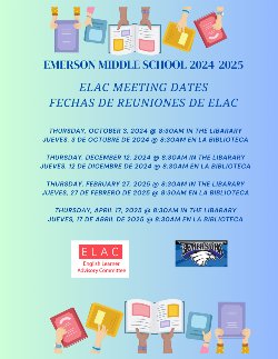 ELAC & SAC Meetings - Juntas de ELAC y SAC 2024-2025